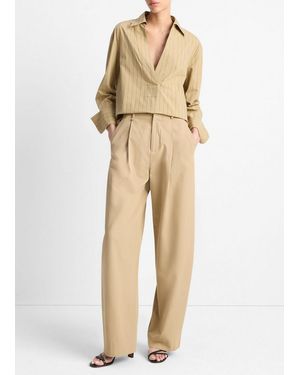 Vince Italian Cotton Pleated Trouser - Natural