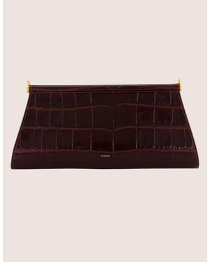 Vince Double Bar Croc-Embsed Leather Pouch, Re - Multicolor