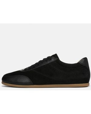 Vince Jet Suede & Leather Trainer - Black