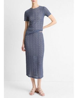 Vince Floral Smocked Skirt - Blue