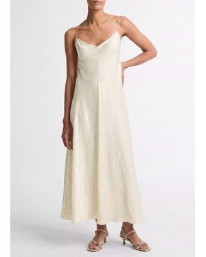 Vince Floral Jacquard Satin Slip Dress - Natural