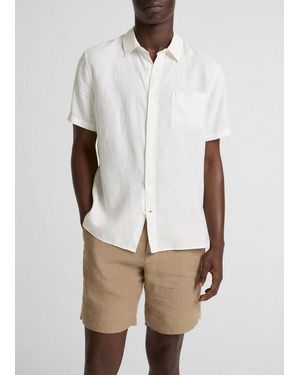 Vince Linen Short-Sleeve Button-Front Shirt - White