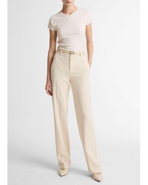 Vince Elsa High-Rise Crepe Straight-Leg Trouser - Natural