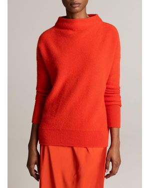 Vince Plush Cashmere Funnel-Neck Sweater - Red