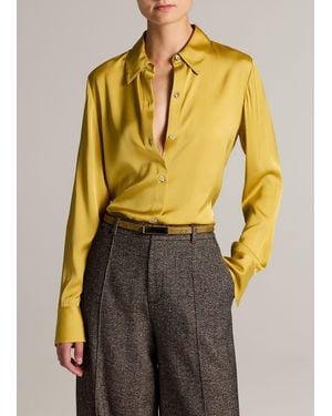 Vince Silk-Blend Slim Button-Front Blouse - Multicolour