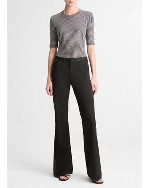 Vince Italian Stretch-Cotton Flare Pant - Gray