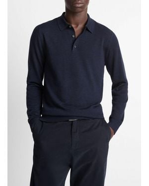 Vince Wool Polo Sweater - Blue