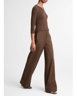 Vince Italian Cotton Utility Double-Waist Wide-Leg Pant - Multicolour