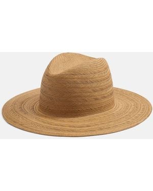 Vince Herringbone-Weave Straw Panama Hat - White