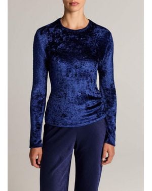 Vince Velvet Eyelash Crew Neck Sweater - Blue