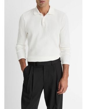 Vince Variegated Cotton Polo Shirt - White