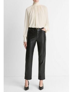 Vince Leather Straight-Leg Trouser - Black