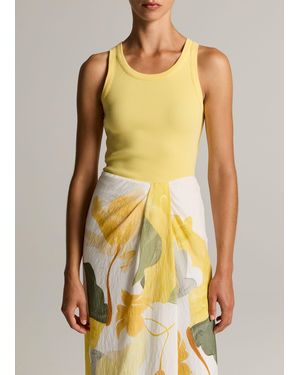 Vince Ribbed Scoop-Neck Tank - Yellow