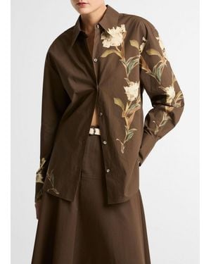 Vince Placed Iris Cotton Button-Front Shirt - Brown