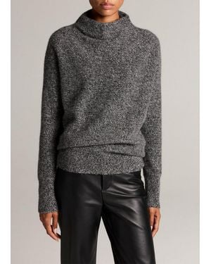 Vince Marled Plush Cashmere Funnel-Neck Sweater - Gray