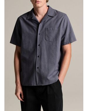 Vince Cove Stripe Cotton-Hemp Cabana Shirt - Grey