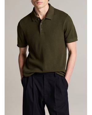 Vince Variegated Pima Cotton Polo Shirt - Green