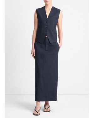 Vince Linen-Blend Vest - Blue