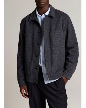 Vince Houndstooth Brushed Wool-Blend Bomber Jacket - Blue