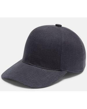 Vince Linen Baseball Cap - Blue