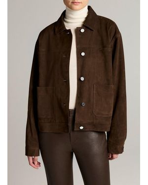Vince Suede Trucker Jacket - Brown