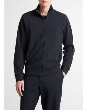 Vince Flat-Back Cotton-Blend Piqué Zip-Front Jacket - Blue