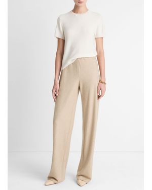Vince Italian Wool-Blend High-Waist Bias Pant - Natural