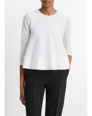 Vince Italian Cotton-Blend A-Line Sweater - White