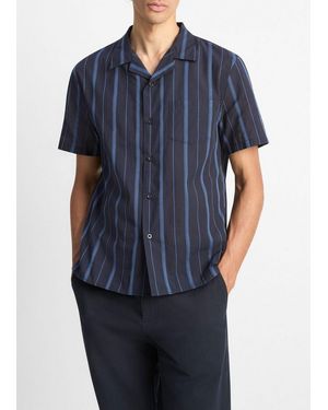 Vince Deck Stripe Cotton Cabana Shirt - Blue