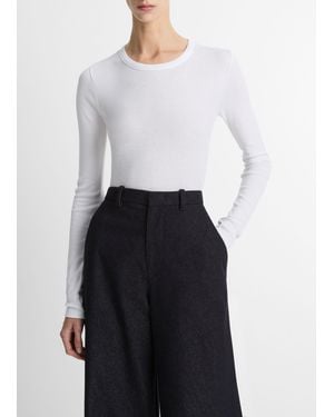 Vince Essential Pima Cotton-Blend Long-Sleeve T-Shirt - White