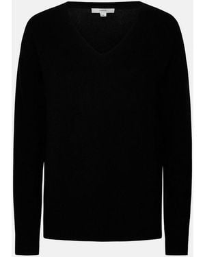 Vince Wool-Cashmere Boxy V-Neck Jumper - Black