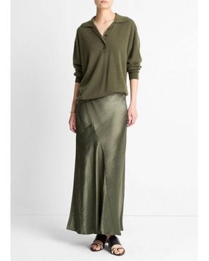 Vince Panelled Satin Bias Skirt - Green