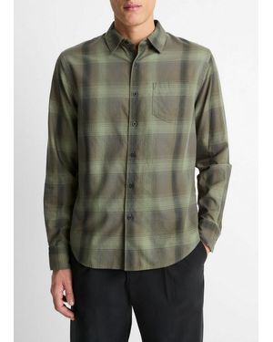 Vince Sandalwood Plaid Cotton Button-Front Shirt - Green