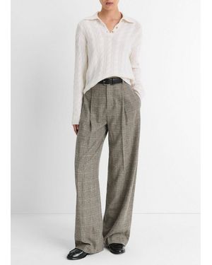 Vince Cable-Knit Wool-Blend Polo Sweater - Gray