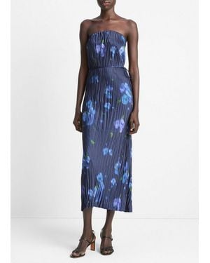 Vince Poppy Blur Crushed Satin Dress - Blue