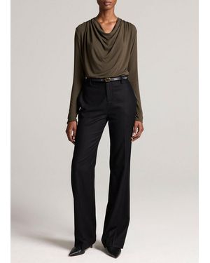 Vince Simone Mid-Rise Italian Flannel Slim Flare Pant - Black