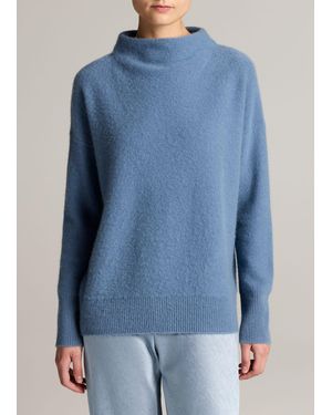 Vince Plush Cashmere Funnel-Neck Sweater - Blue