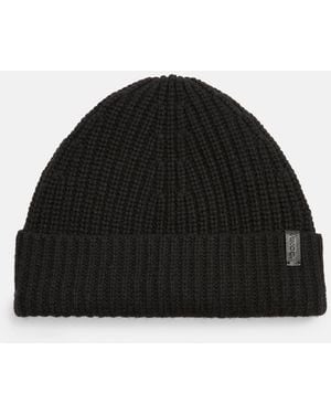 Vince Cashmere Shaker-Stitch Beanie - Black
