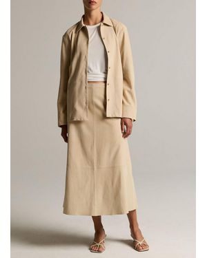 Vince Suede Panelled Skirt - Natural