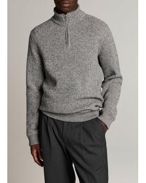 Vince Brushed Cotton-Blend Waffle Quarter-Zip Pullover - Grey