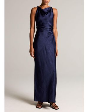 Vince Satin Twist-Shoulder Dress - Blue