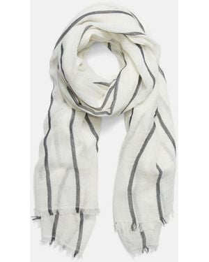 Vince Cotton Gauze Awning Stripe Scarf - Grey