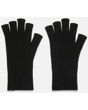 Vince Wool-cashmere Rib-knit Fingerless Glove, Black