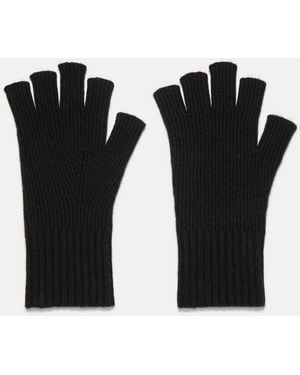 Vince Wool-cashmere Rib-knit Fingerless Glove, Black