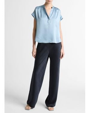 Vince Colette High-Rise Fluid Satin Bias Pant - Blue