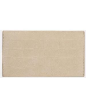 Vince Croc-Embsed Nubuck Leather Continental Wallet - Natural