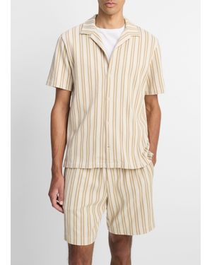 Vince Jacquard-Stripe Cotton-Blend Cabana Shirt - Natural
