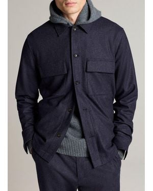 Vince Italian Twill Tailored Shirt Jacket - Blue