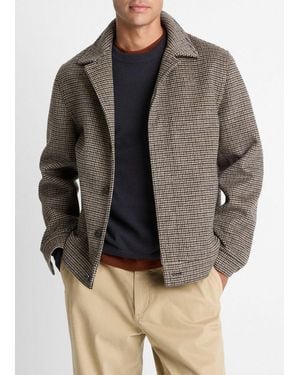 Vince Houndstooth Bomber Jacket - Gray