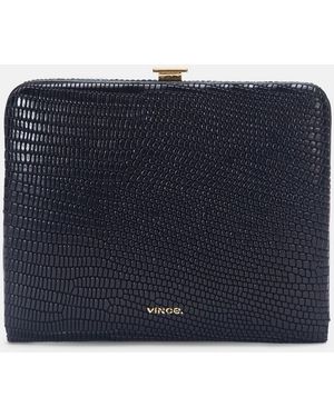 Vince Lizard-Embsed Leather Frame Wallet - Blue
